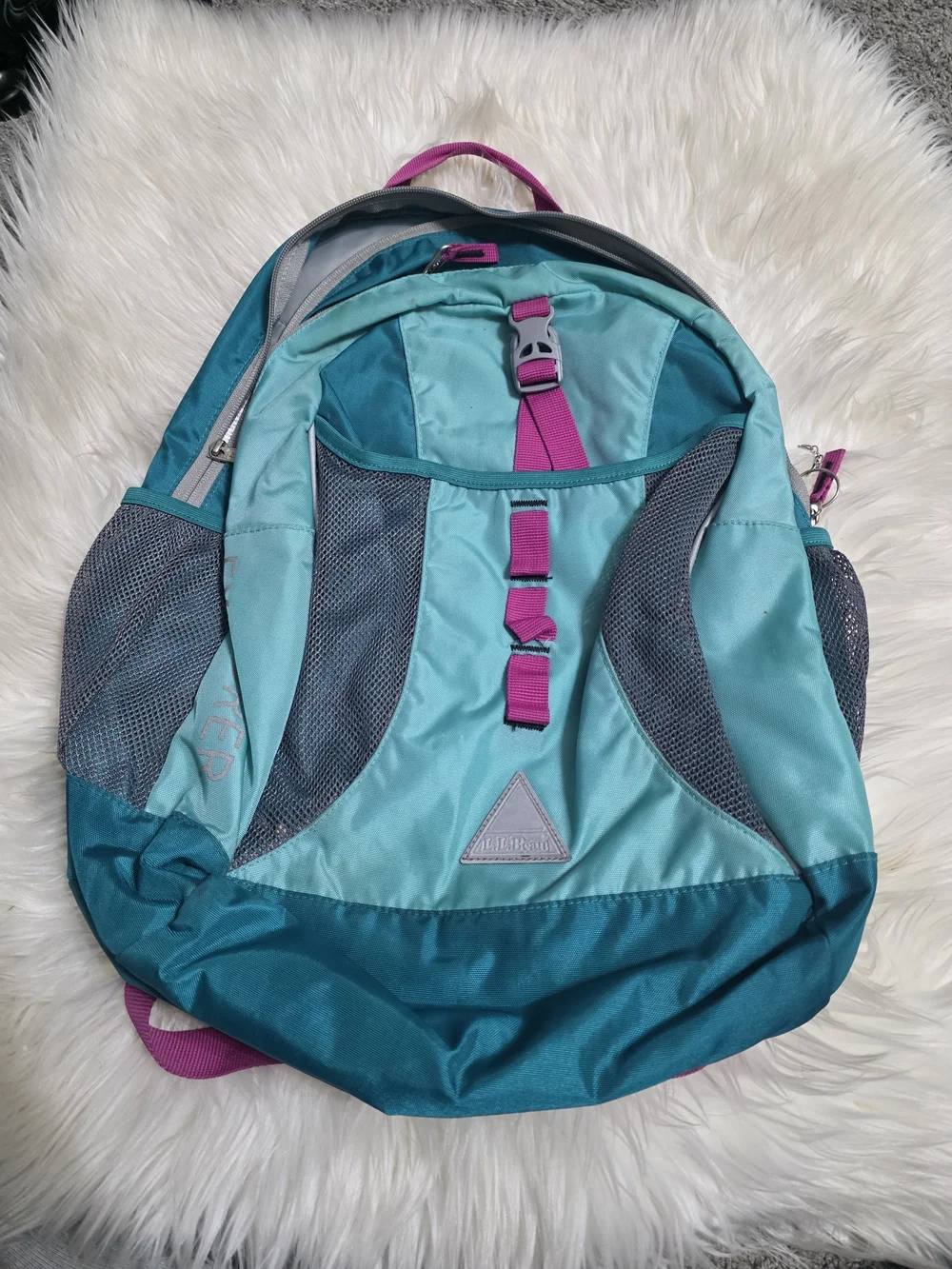 L.L. Bean Teal & Light Blue Backpack with Pink Accents